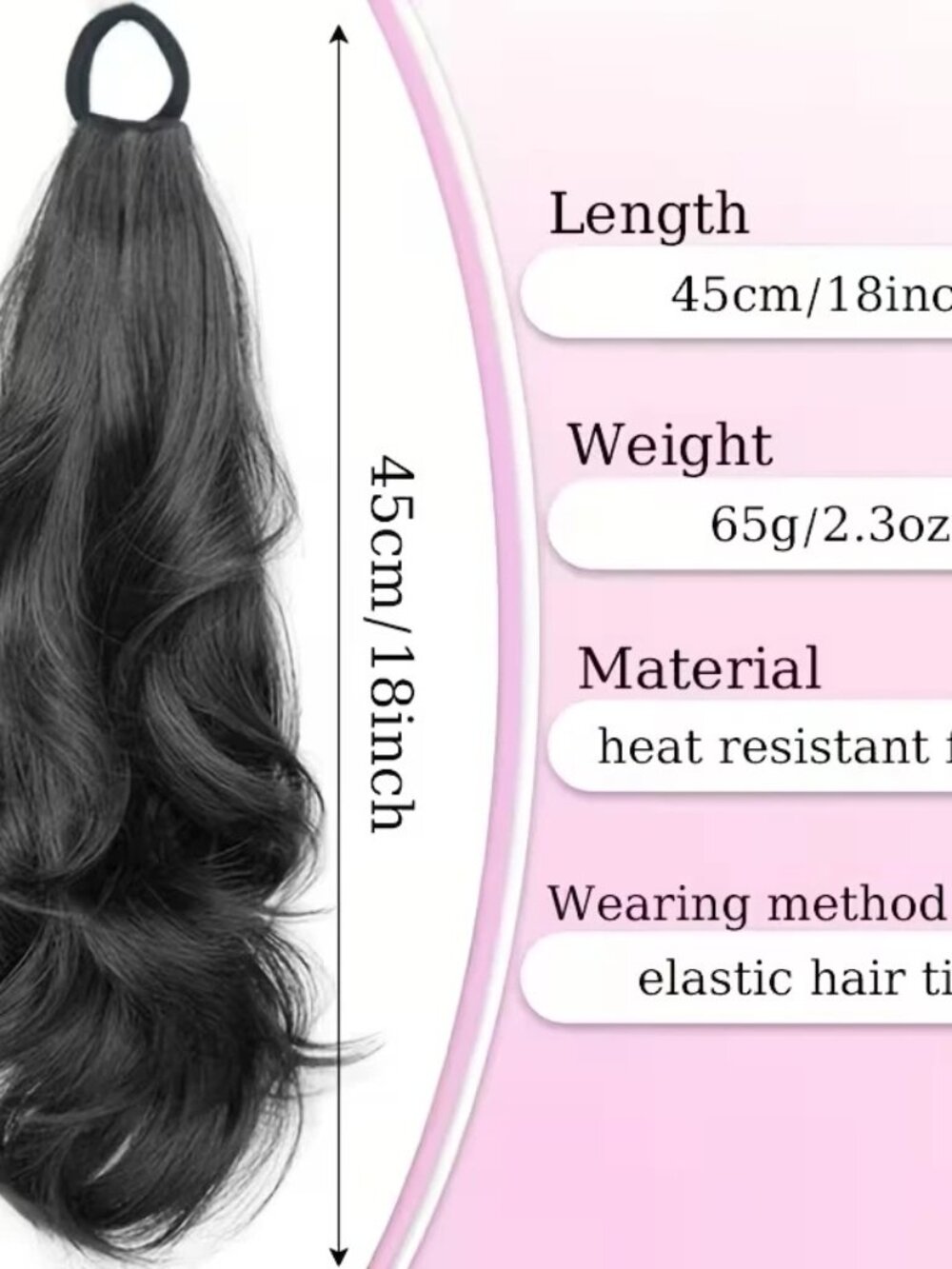 Wavy Ponytail Hair Extension Synthetic Soft Wavy Ponytail with Elastic Unbranded - Picture 10 of 11